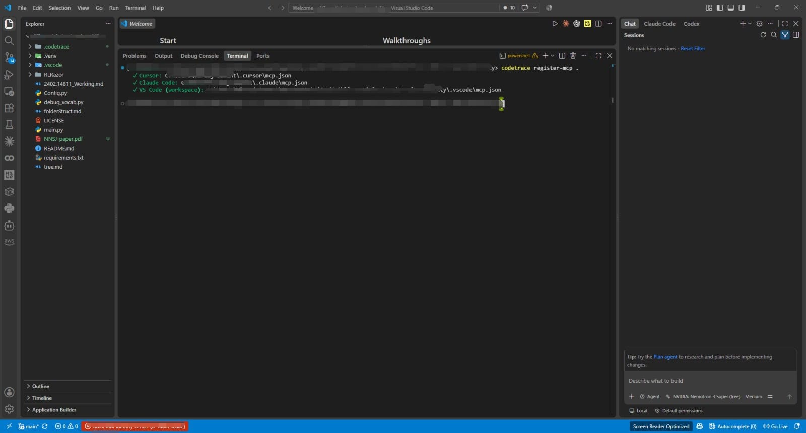 CodeTrace MCP Server Terminal Execution